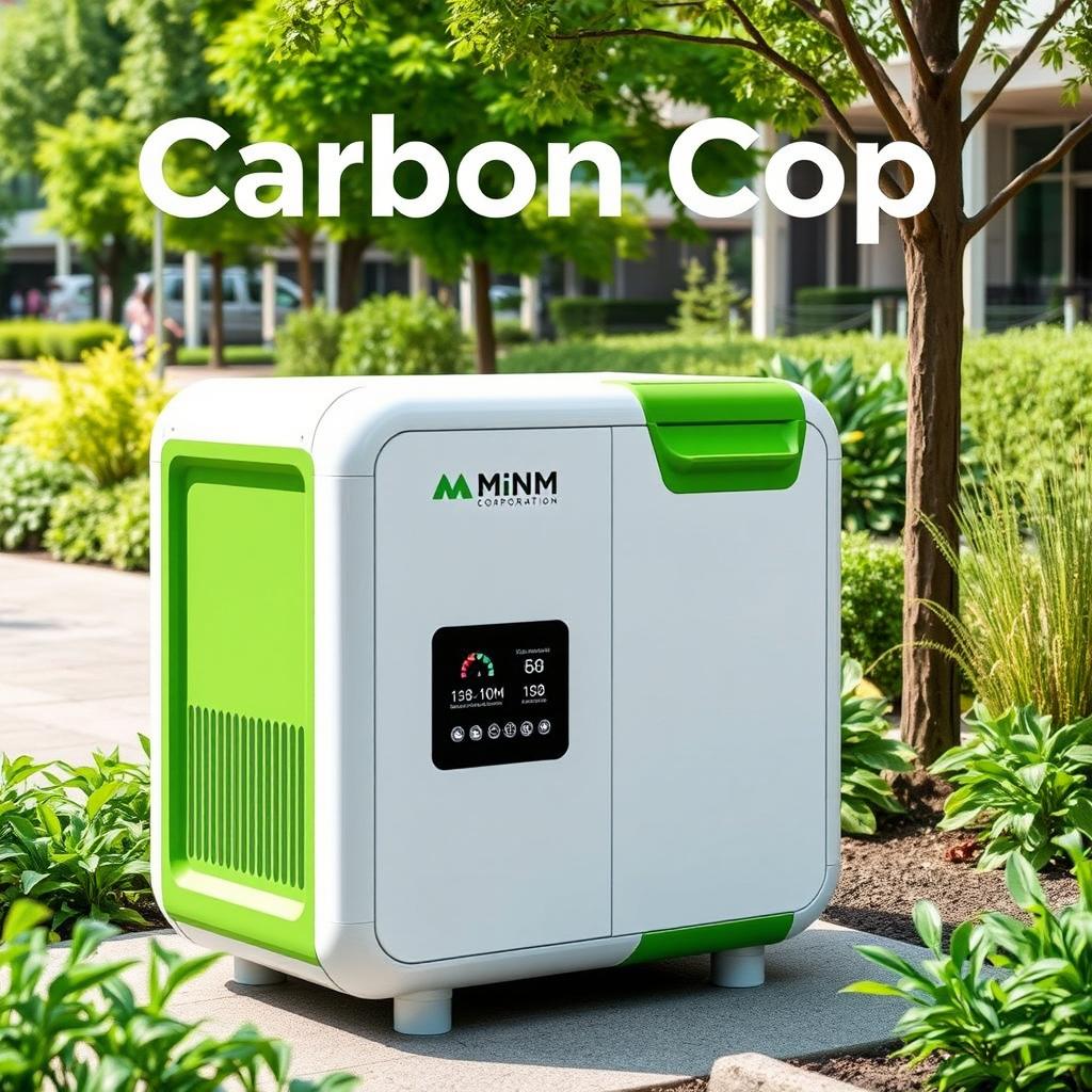 Introducing 'Carbon Cop', an innovative outdoor device by MnM Corporation designed to efficiently capture carbon emissions from the air and convert them into renewable electricity