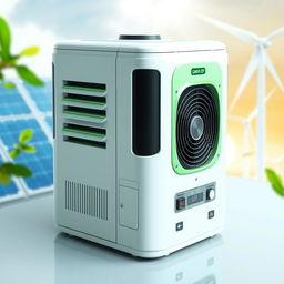 A compact and innovative product design for 'Carbon Cop', a device that captures carbon emissions and converts them into electricity