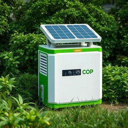 Introducing 'Carbon Cop', a groundbreaking outdoor device that captures carbon emissions from the air and converts them into renewable electricity, powered by integrated solar panels