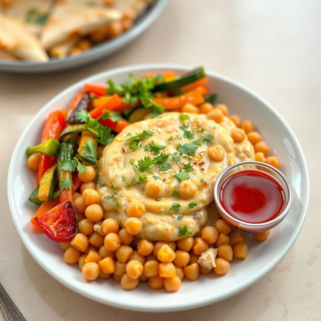 A beautifully presented Shiro dish, featuring a creamy, savory chickpea base, garnished with fresh herbs such as cilantro and parsley