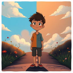 A short animated story showcasing a young adult standing at a crossroads, torn between two contrasting choices
