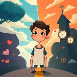 A short animated story showcasing a young adult standing at a crossroads, torn between two contrasting choices