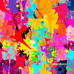 An expanded version of a vibrant, colorful photograph featuring an abstract background with dynamic shapes and bright colors, seamlessly blending into a larger canvas
