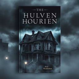 A chilling book cover featuring an eerie, old house set in an urban landscape