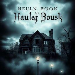 A chilling book cover featuring an eerie, old house set in an urban landscape