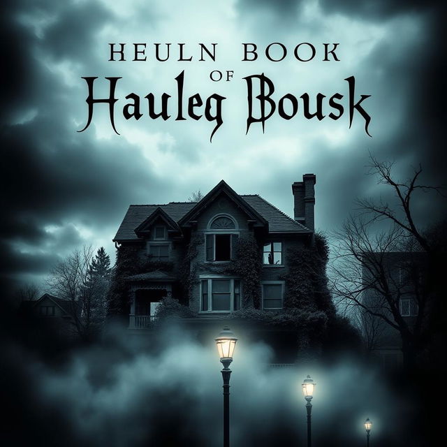 A chilling book cover featuring an eerie, old house set in an urban landscape