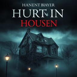 A chilling book cover featuring an eerie, old house set in an urban landscape