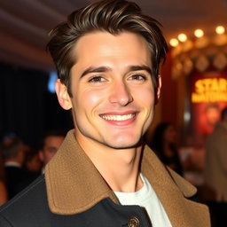 A charming and attractive male actor beloved by women, with captivating features and a warm smile