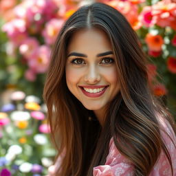 A stunningly cute portrait of a woman resembling Persia Monir, exuding charm and beauty