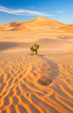 A vivid landscape showcasing blazing winds sweeping through a golden desert