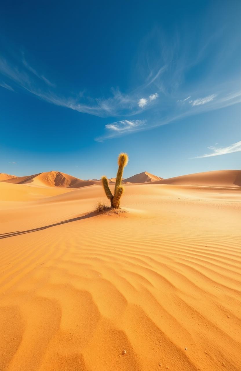 A vivid landscape showcasing blazing winds sweeping through a golden desert