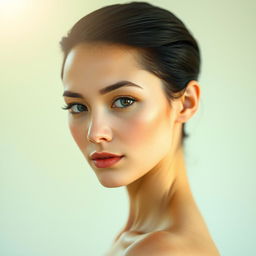 A portrait of a slender woman with a unique and elegant appearance