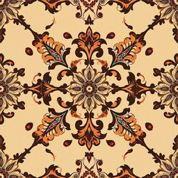 A captivating batik motif pattern design characterized by a variety of intricate and detailed shapes and motifs