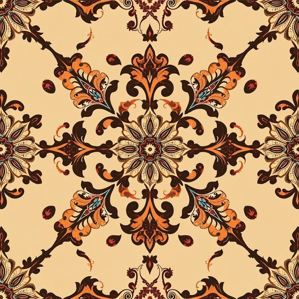 A captivating batik motif pattern design characterized by a variety of intricate and detailed shapes and motifs