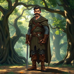 A medieval adventurer character featuring a distinctive mustache reminiscent of a historical style