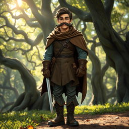 A medieval adventurer character featuring a distinctive mustache reminiscent of a historical style