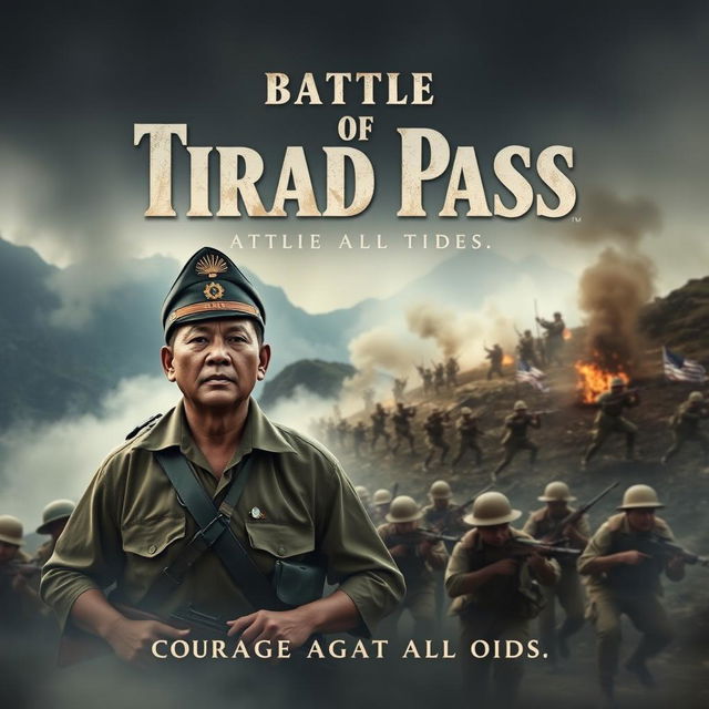 A dramatic movie poster depicting the historic Battle of Tirad Pass, showcasing a fierce but noble scene