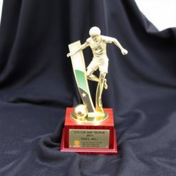 An elegant soccer MVP trophy, showcasing a sleek, polished design made of gold and silver
