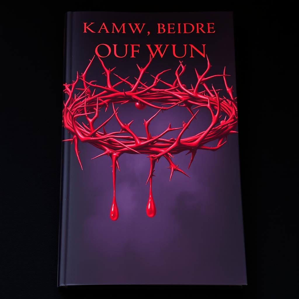 A striking book cover featuring a blood-red vine crown, intricately designed with thorns and dark leaves