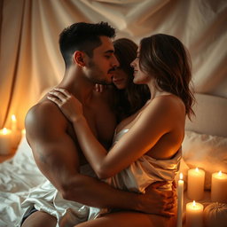 A sensual, intimate scene featuring a couples' interaction, emphasizing their connection and chemistry