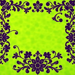 A beautiful batik motif design featuring intricate patterns in vivid black set against a vibrant green background