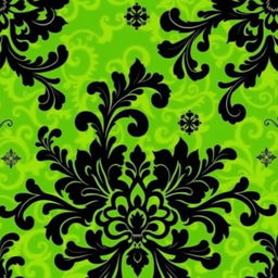 An exquisite batik motif design featuring elaborate patterns in striking black, beautifully contrasted against a vibrant green background