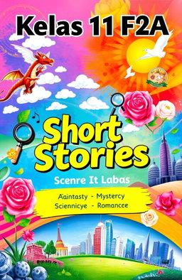 An artistic cover for a collection of short stories from 'Kelas 11 F2A'