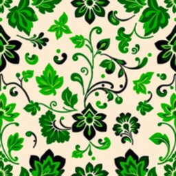 A captivating batik pattern in various shades of green, showcasing traditional motifs that represent the beauty of nature