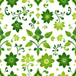 A captivating batik pattern in various shades of green, showcasing traditional motifs that represent the beauty of nature