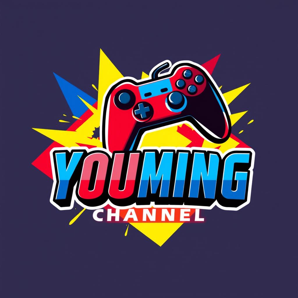 A striking logo design for a YouTube gaming channel, featuring a stylized game controller integrated into the design