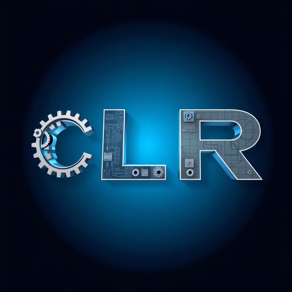 A creative and modern profile picture featuring the letters 'LR' stylized with an engineering theme