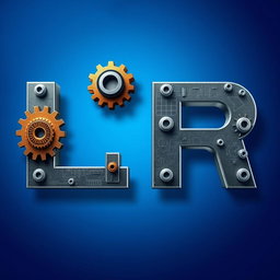 A creative and modern profile picture featuring the letters 'LR' stylized with an engineering theme