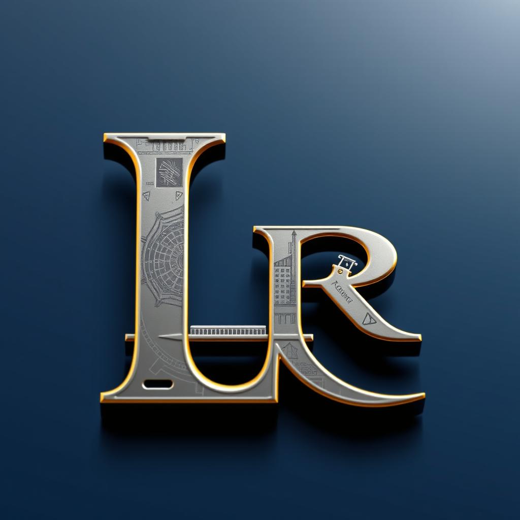 An elegant and sophisticated profile picture featuring the letters 'LR' designed with an engineering theme