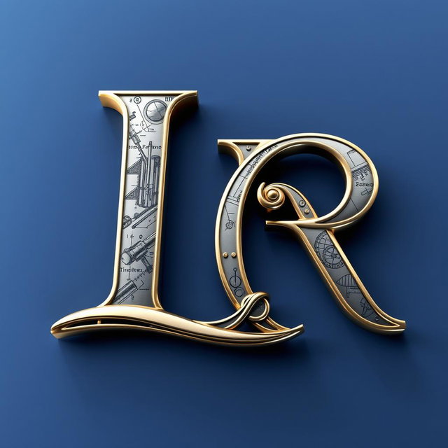 An elegant and sophisticated profile picture featuring the letters 'LR' designed with an engineering theme