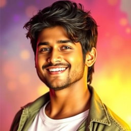 A stunning portrait of Allu Arjun, showcasing his charismatic personality and captivating smile