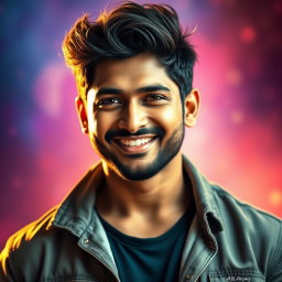 A stunning portrait of Allu Arjun, showcasing his charismatic personality and captivating smile