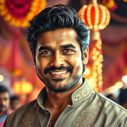 A stunning portrait of Ram Charan, the Indian film actor, showcasing his charismatic presence