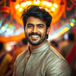 A stunning portrait of Ram Charan, the Indian film actor, showcasing his charismatic presence