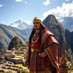 Manco Capac, the legendary first emperor of the Inca Empire, depicted in traditional attire that embodies his heritage