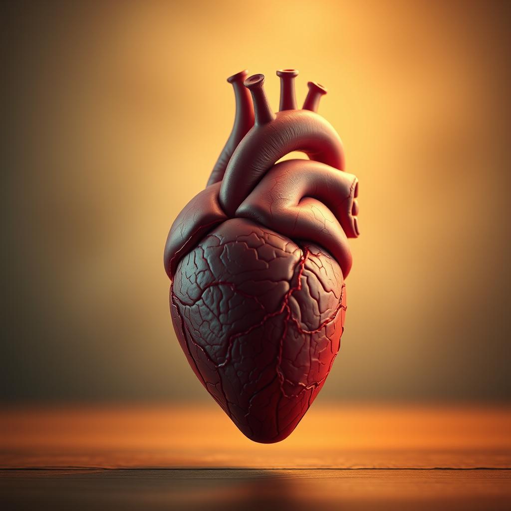 A hyper-realistic image of a heart and a brain intertwining with each other, symbolizing the connection between emotions and intellect