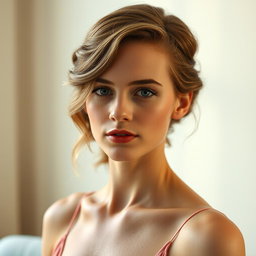 A tasteful and artistic portrait of a woman resembling Emma Watson, portrayed in an elegant way that emphasizes beauty and grace