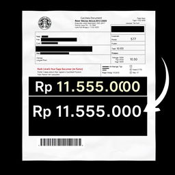 Edit the photo to change the amounts shown in the document to 'Rp