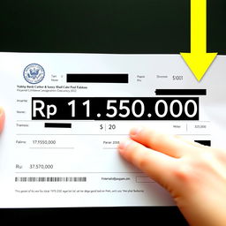 Edit the photo to change the amounts shown in the document to 'Rp