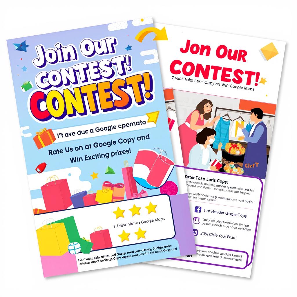 A vibrant and eye-catching pamphlet design advertising a contest for customers