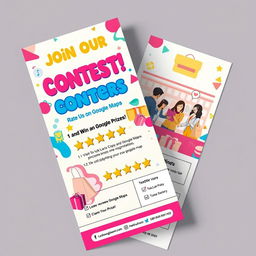A vibrant and eye-catching pamphlet design advertising a contest for customers