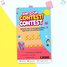 A vibrant and eye-catching pamphlet design advertising a contest for customers