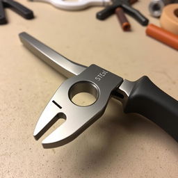 A pair of cylindrical pliers featuring a unique design with a prominent hole in the middle of the gripping section