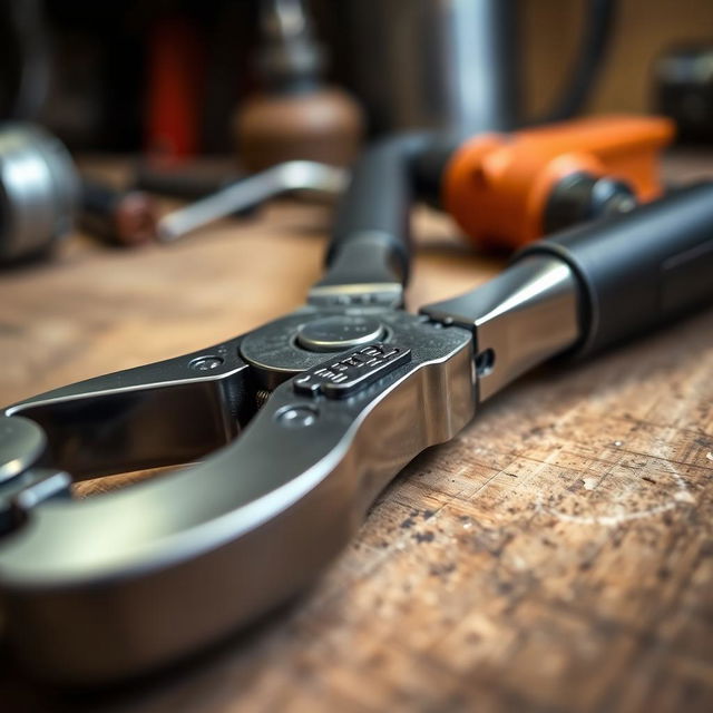 A close-up view of cylindrical pliers, showcasing their sleek metallic design and rubberized grips