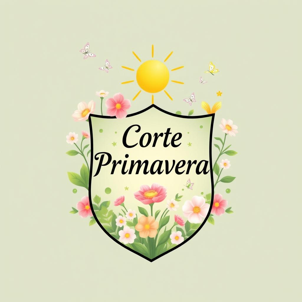 A beautifully designed coat of arms that features the words 'Corte Primavera' prominently