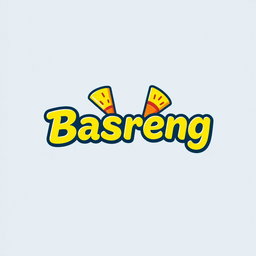 A vibrant and modern logo design for a fictional snack brand 'Basreng', featuring stylized and bold typography